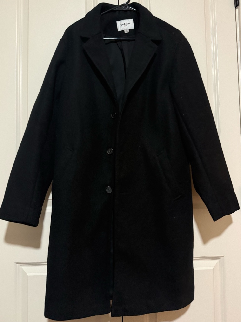 Goodfellow Men's Heavyweight Overcoat Wool Peacock - Black - M